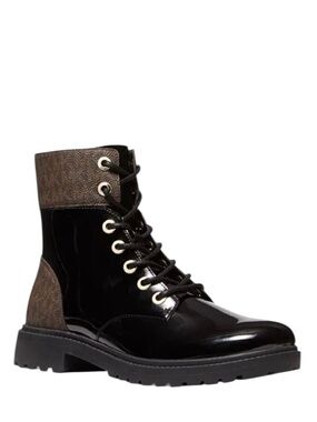 MICHAEL Michael Kors Women’s 9.5‎  Alistair Lace-Up Lug Sole Combat Brown Moto